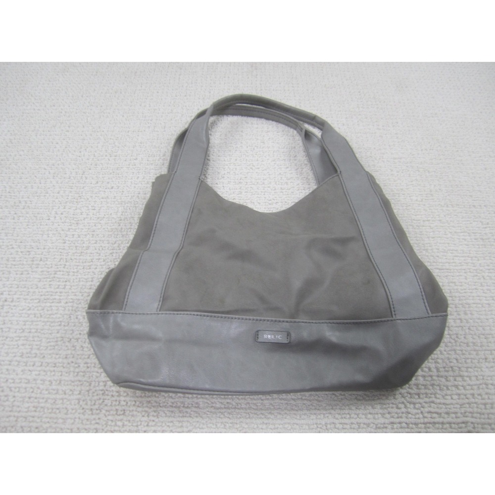 Relic Shoulder Bag Womens One Size Gray Faux‎ Leather Tote Hobo Purse Zip Pocket